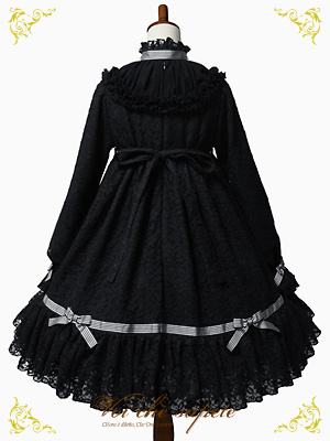 ビスクドールレースワンピース(長袖) 黒×黒 後ろ